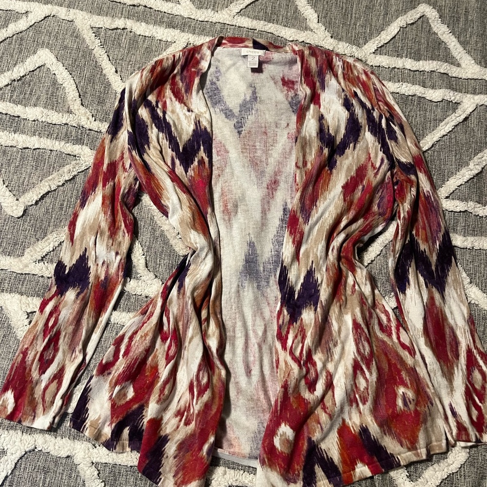 Chico's Multicolor Open-Front Cardigan